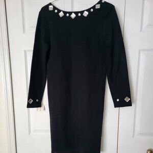 New Nina Leonard black knit dress
